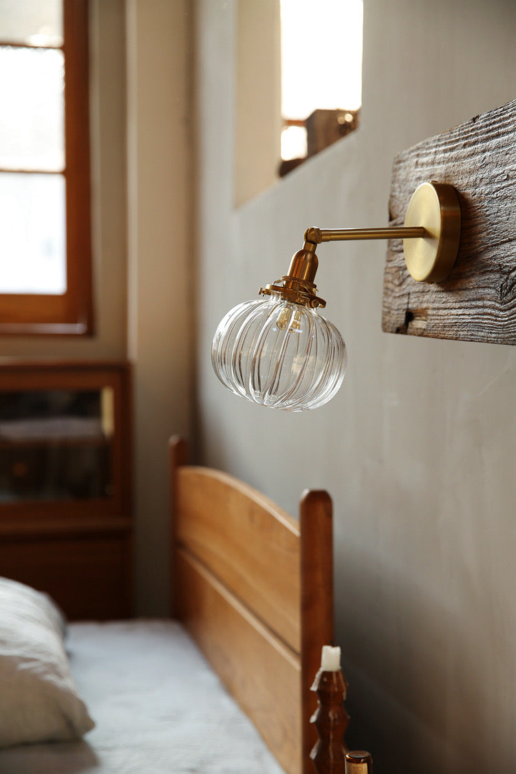 Elbow Glass Ball Wall Light in Vintage Style in Old Vintage Bedroom