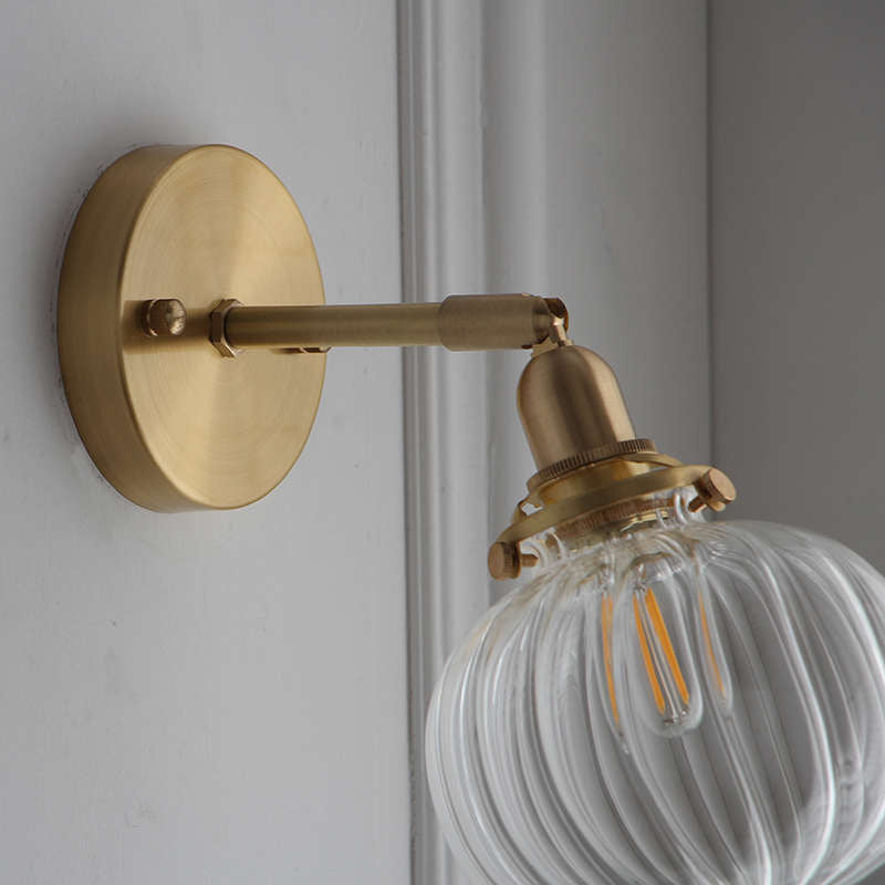 Elbow Glass Ball Wall Light in Vintage Style Close up