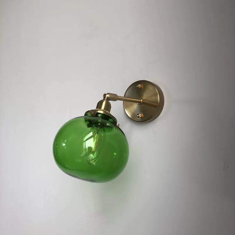Elbow Glass Ball Wall Light in Vintage Style Green Unlit