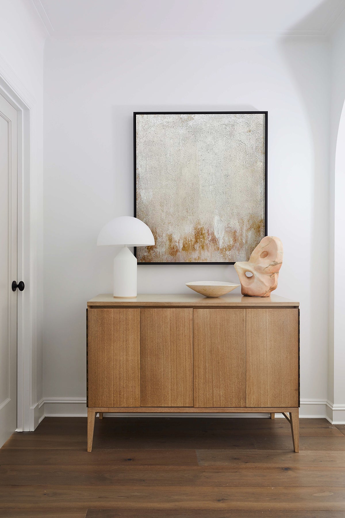 Minimalist Abstract Textured Painting Wall Art in Beige Gray and Rusty Brown