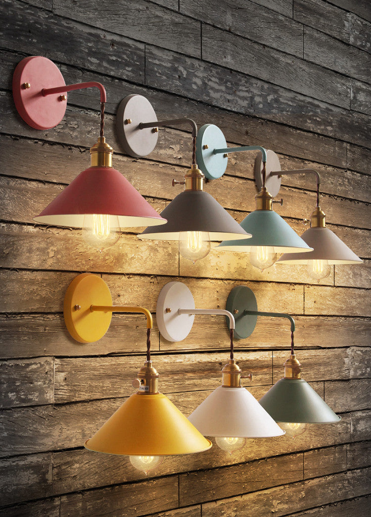 Nordic Industrial Cone Gray Wall Light