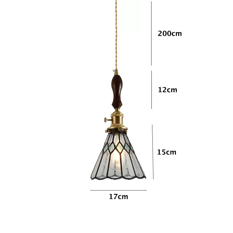 Vintage Blue Diamond Stained Glass Ceiling Pendant Light