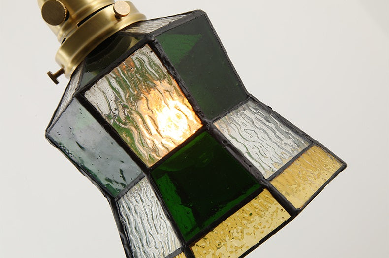Vintage Green Bottle Stained Bubbly Glass Ceiling Pendant Light