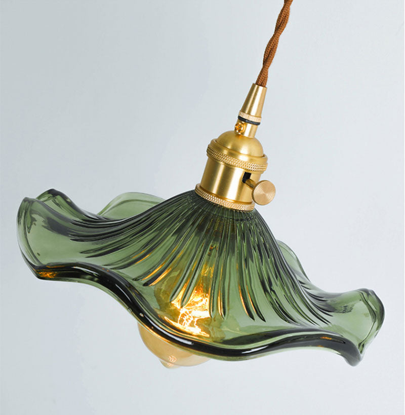 3-Head Vintage Hibiscus Flower Glass Ceiling Pendant Light