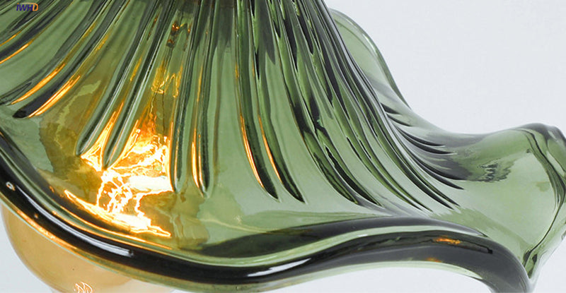 Vintage Green Hibiscus Flower Glass Ceiling Pendant Light