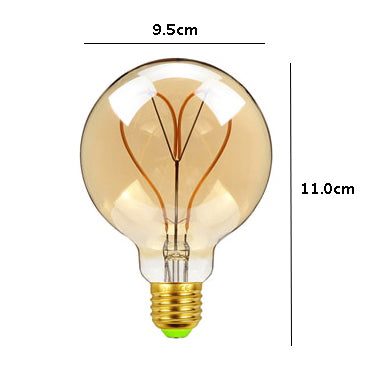 Vintage Industrial LED Edison Globe with Heart Filament Pattern
