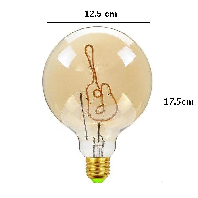 Vintage Industrial Large LED Edison Globe with Guitar Filament Pattern
