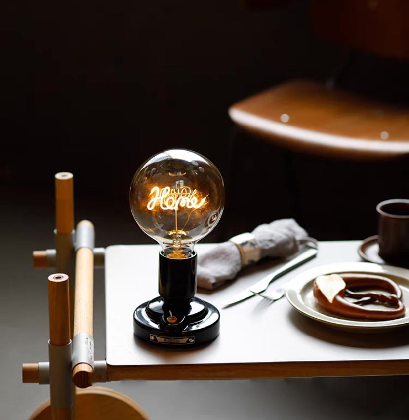 Vintage Industrial Large LED Edison Globe with Filament Text Home