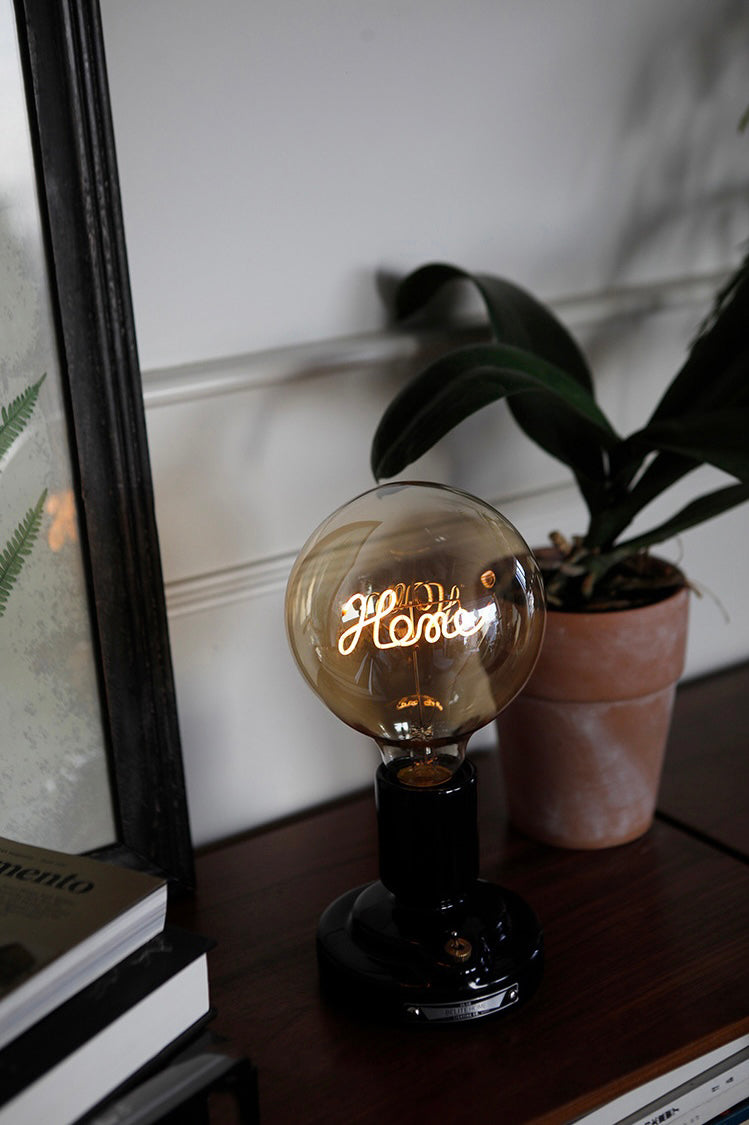 Vintage Industrial Large LED Edison Globe with Filament Text Home