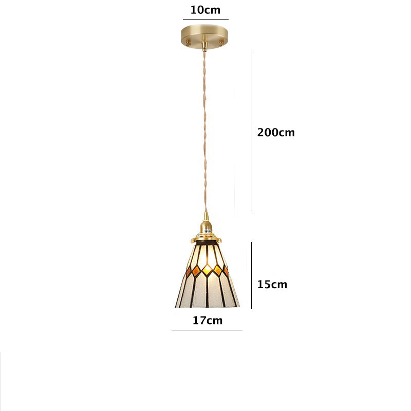 Vintage Orange Diamond Stained Glass Ceiling Pendant Light Dimensions