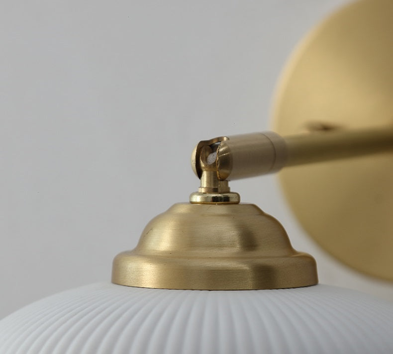 Art Deco White Ball Ribbed Ceramic Elbow Wall Light