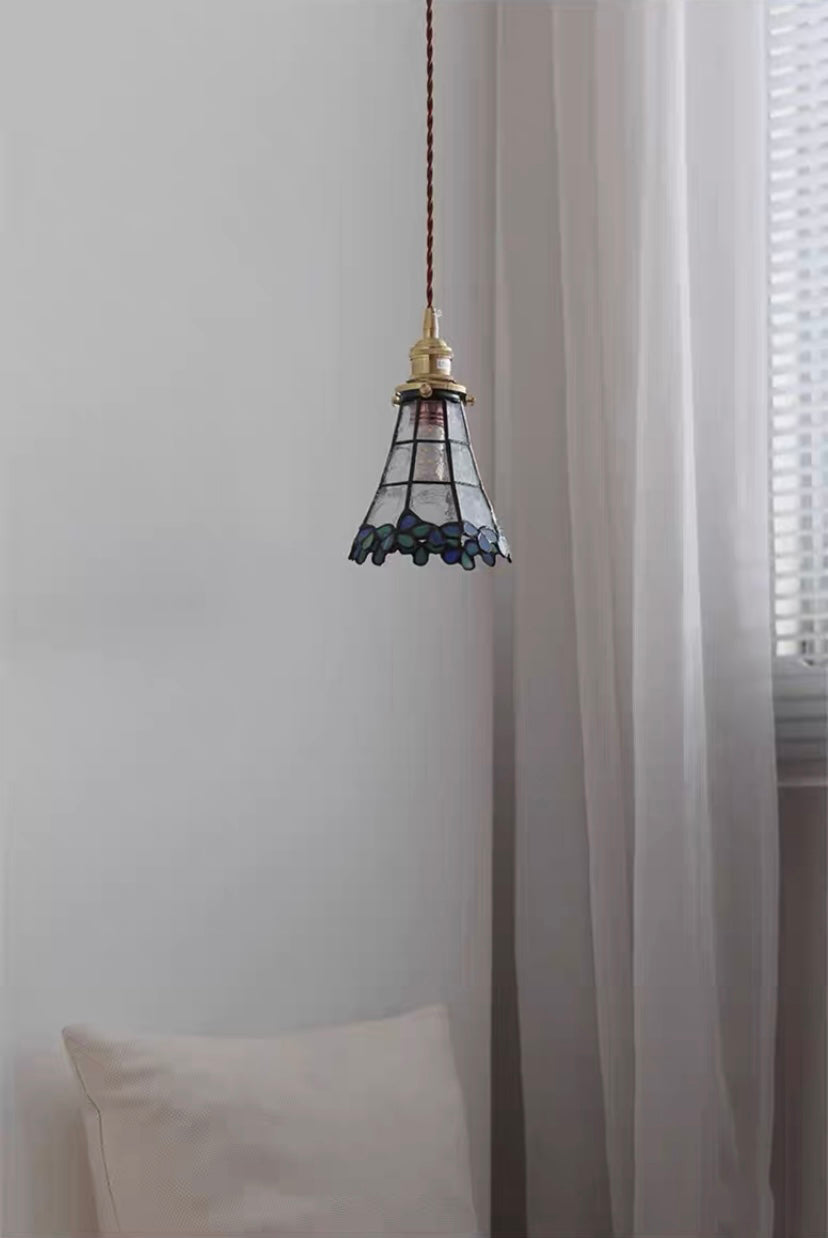 Vintage Window Grids Stained Glass Ceiling Pendant Light