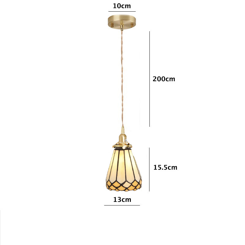 Vintage Yellow Mango Skirt Stained Glass Ceiling Pendant Light Dimensions