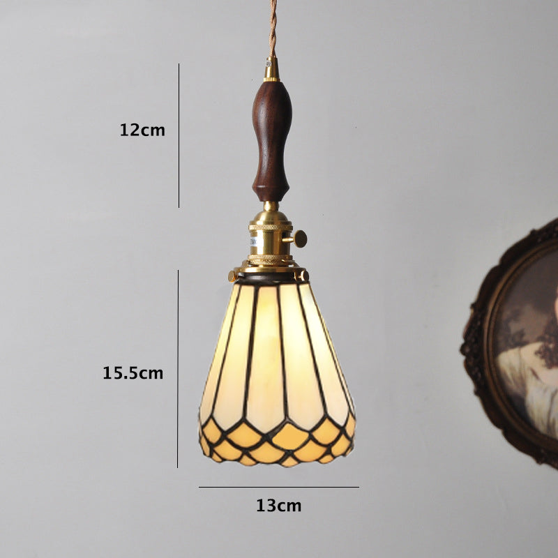 Vintage Yellow Mango Skirt Stained Glass Ceiling Pendant Light
