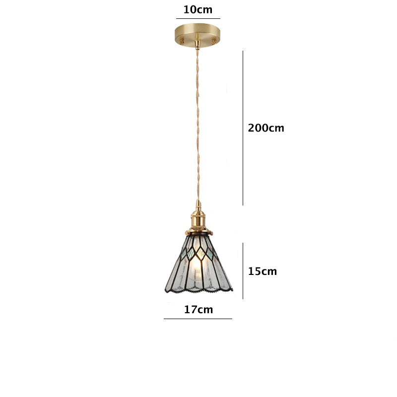 Vintage Blue Diamond Stained Glass Ceiling Pendant Light Dimensions