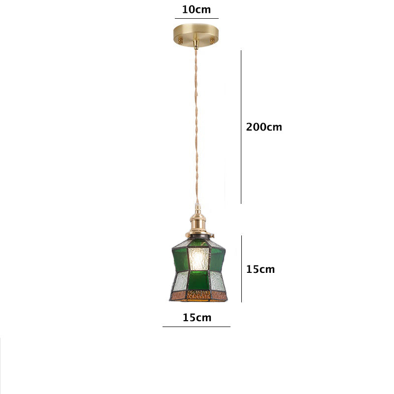Vintage Green Bottle Stained Bubbly Glass Ceiling Pendant Light Dimensions