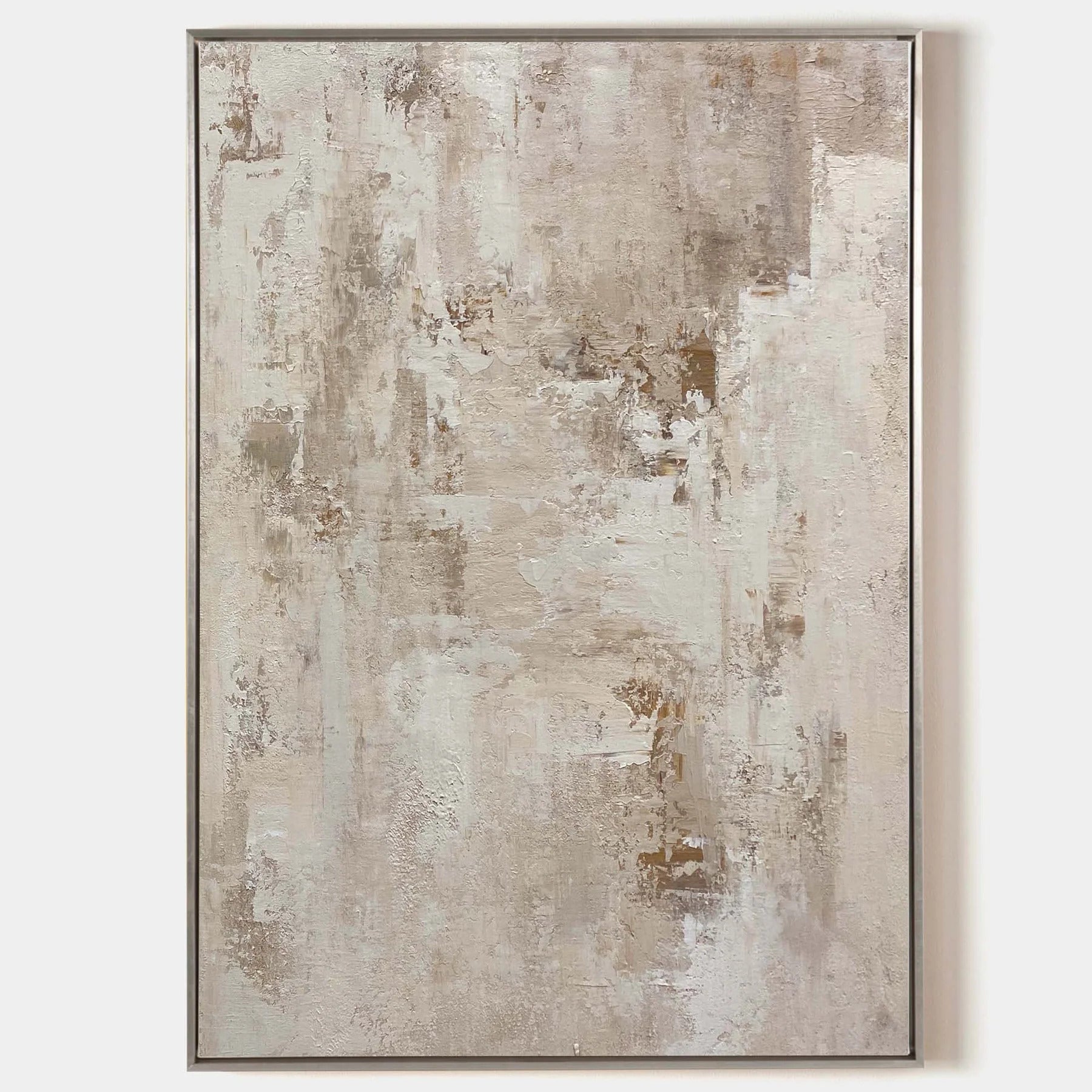 Minimalist Abstract Earth Tone Painting Wall Art in Beige Brown and White