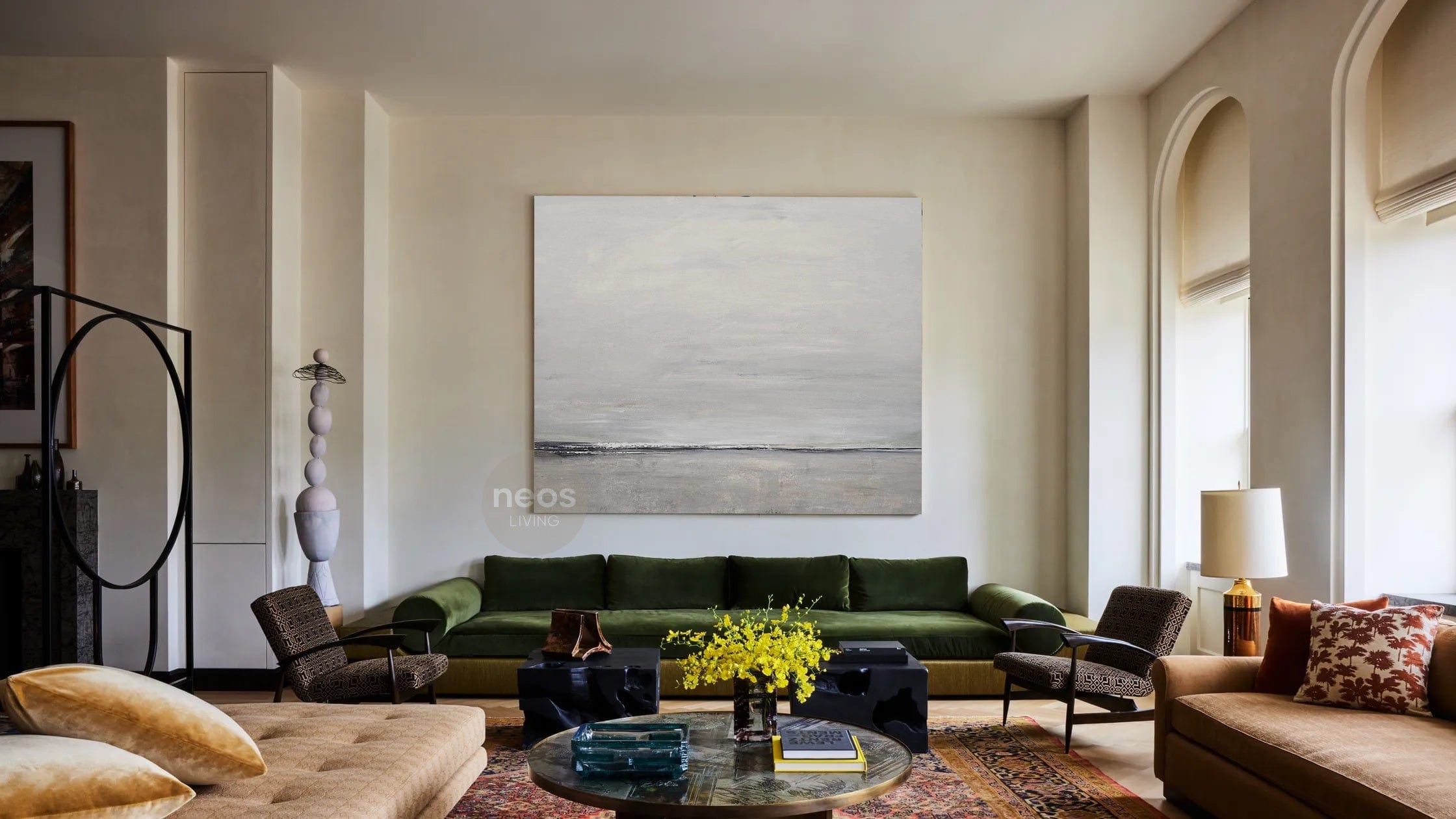 Grey / Beige / Black Abstract Minimalist Painting / Wall Art - NE0017