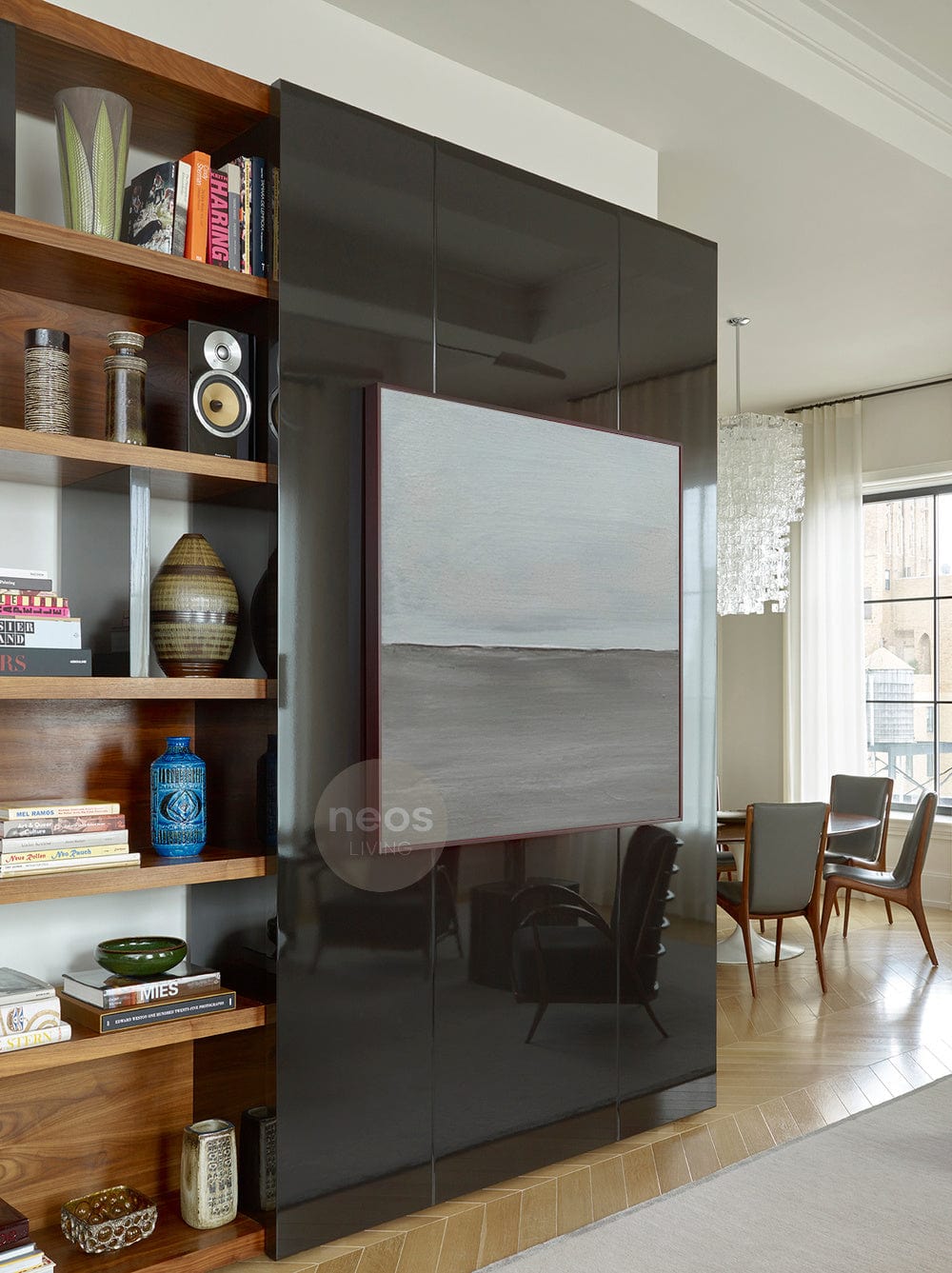 Light Blue / Grey / Black Abstract Minimalist Painting / Wall Art - NE0021