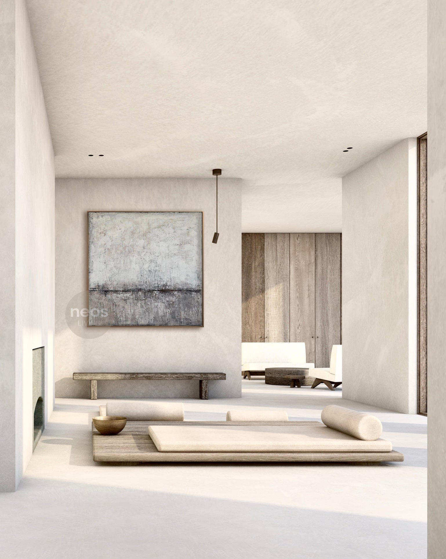 Grey / Beige / Black Abstract Minimalist Painting / Wall Art - NE0025