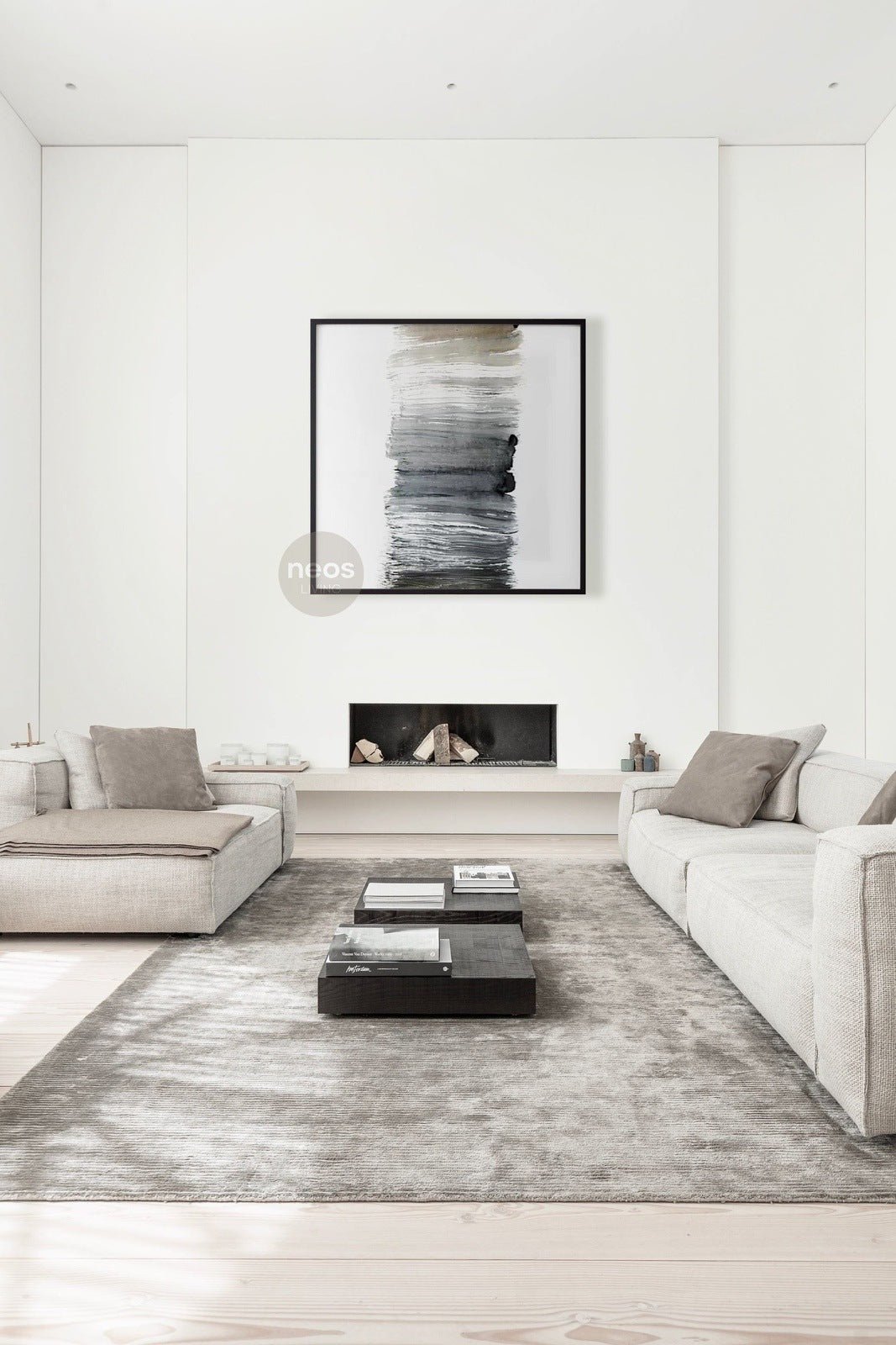 Grey / Brown / Black Brush Strokes Abstract Painting / Wall Art - NE0041