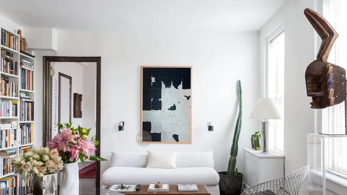 Black / White Textured Abstract Minimalist Painting / Wall Art - NE0048