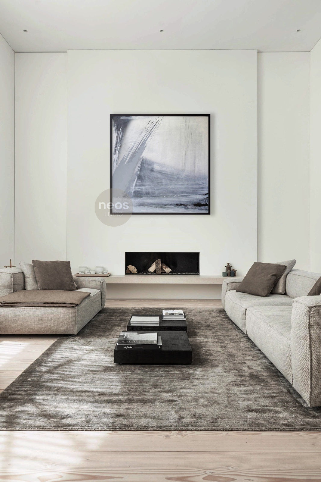 White / Grey / Black Abstract Minimalist Painting / Wall Art - NE0080