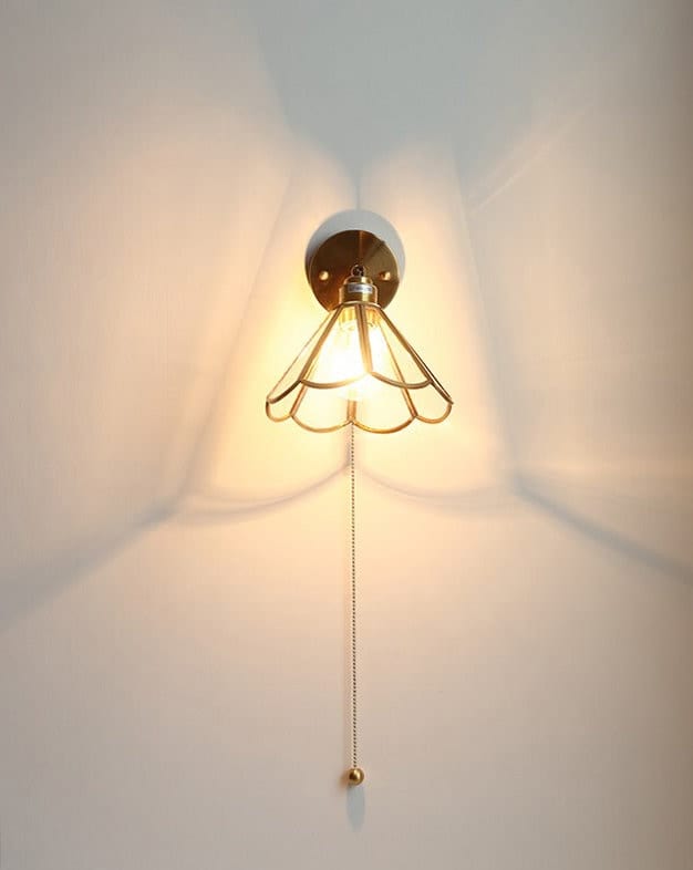Vintage Flower Glass Wall Light with Brass Frame