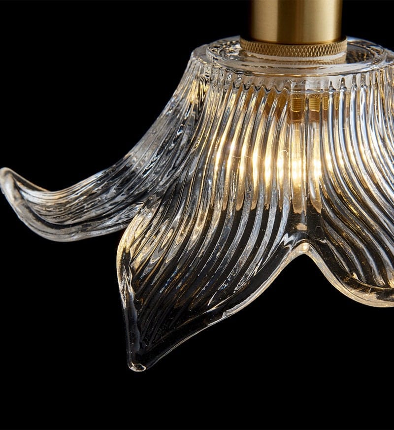 Vintage Lily Flower Fluted Glass Pendant Light_Lampshade Closeup