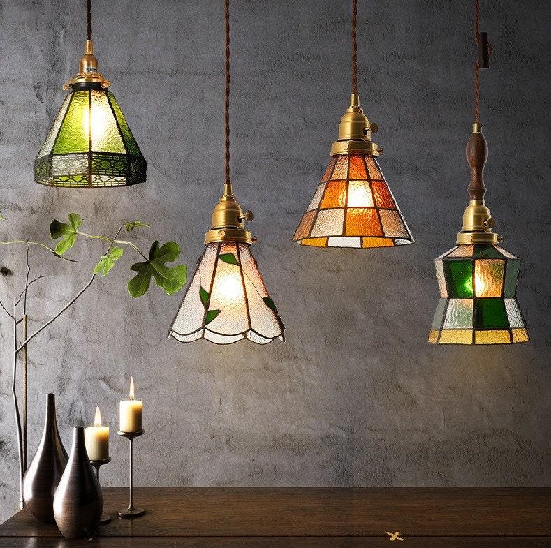 Vintage Stained Glass Pendant Light_Hallway