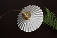 Glazed Ceramic Pendant LED Light in Pleated Tutu Shape - Bulb Included