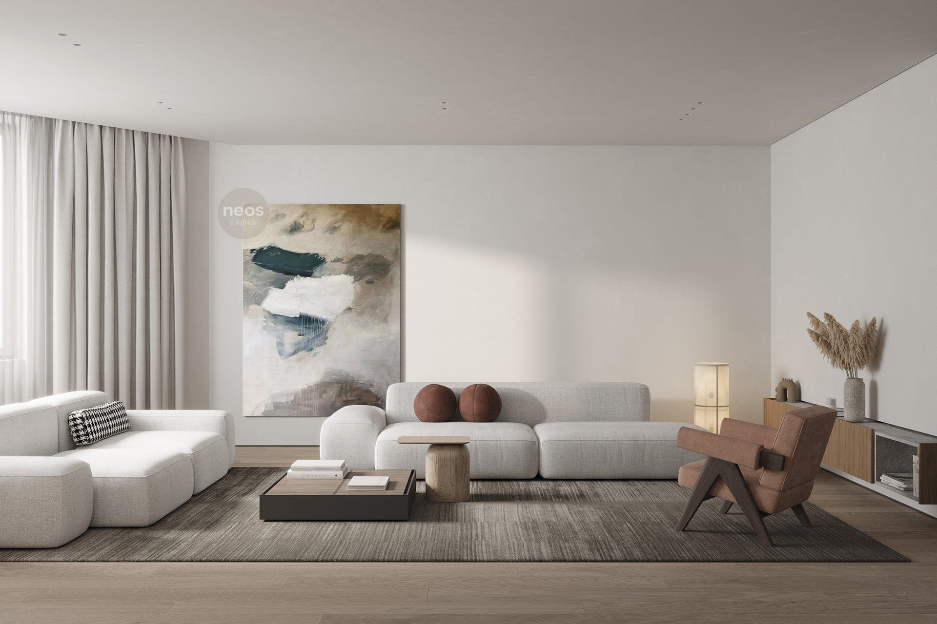 Beige / White / Green Abstract Painting / Wall Art - NE0069
