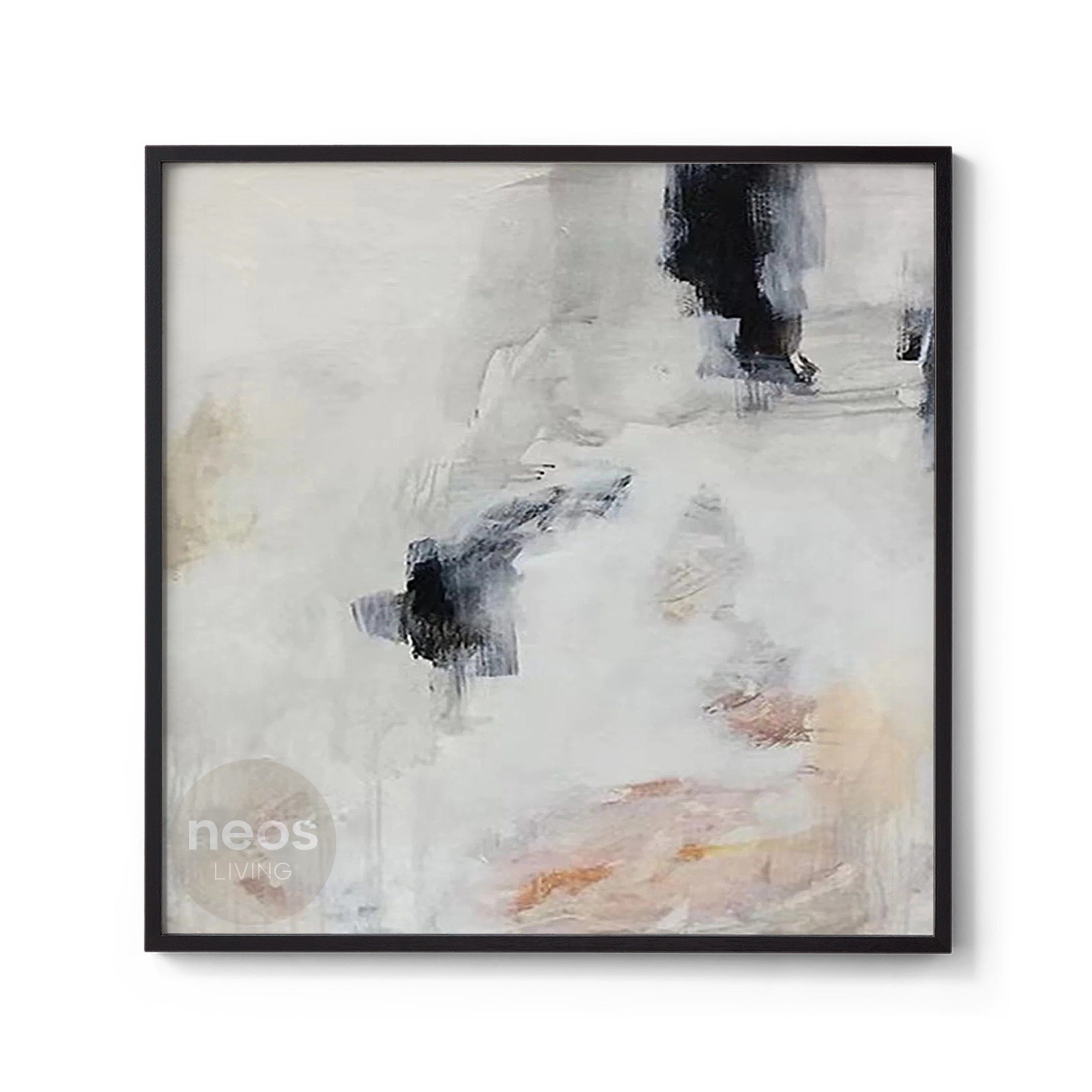 White / Blue / Peach Abstract Painting / Wall Art - NE0070