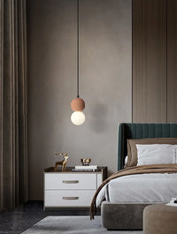 Cement and Glass Double Globes Pendant LED Light in Modern & Contemporary Style_in Art Deco Bedroom