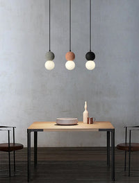 Cement and Glass Double Globes Pendant LED Light in Modern & Contemporary Style_in Japandi Dining Room