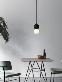 Cement and Glass Double Globes Pendant LED Light in Modern & Contemporary Style_in Minimalistic Dining Room