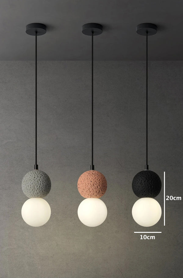 Cement and Glass Double Globes Pendant LED Light in Modern & Contemporary Style_Dimensions