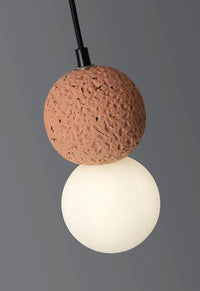 Cement and Glass Double Globes Pendant LED Light in Modern & Contemporary Style_Closeup