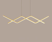 Zigzag Chandelier with Aluminum LED Lines in Scandinavian Style_Gold