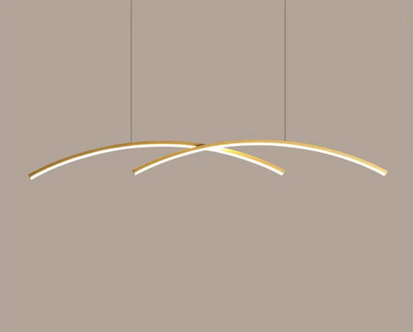 Arch Chandelier with Aluminum LED Lines in Scandinavian Style_Gold