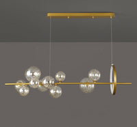 Chandelier with LED Fairy Lights Glass Globes and Aluminum Rings in Modern & Contemporary Style_Unlit
