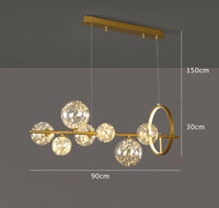 Chandelier with LED Fairy Lights Glass Globes and Aluminum Rings in Modern & Contemporary Style_Short_Dimensions