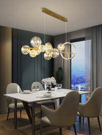 Chandelier with LED Fairy Lights Glass Globes and Aluminum Rings in Modern & Contemporary Style_in Contemporary Dining Room