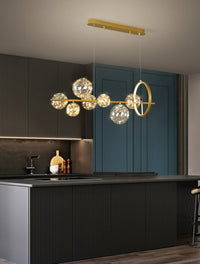Chandelier with LED Fairy Lights Glass Globes and Aluminum Rings in Modern & Contemporary Style_in Modern Kitchen