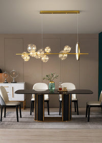 Chandelier with LED Fairy Lights Glass Globes and Aluminum Rings in Modern & Contemporary Style_in Modern Living Room