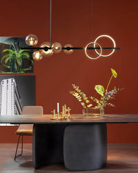 Chandelier with LED Glass Globes and Aluminum Rings in Modern & Contemporary Style_in Art Deco Space