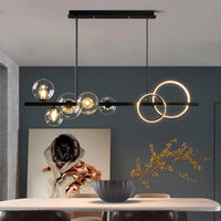 Chandelier with LED Glass Globes and Aluminum Rings in Modern & Contemporary Style_in Dining Room