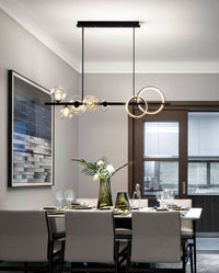 Chandelier with LED Glass Globes and Aluminum Rings in Modern & Contemporary Style_in Modern Dining Room