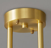 Chandelier with LED Globes and Brushed Brass Lamp Holder in Mid-Century Modern Style_Ceiling Plate Close up