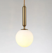 Dangling Milky Glass Globe LED Wall Light with Brushed Brass Lamp Fixture in Mid-Century Modern Style